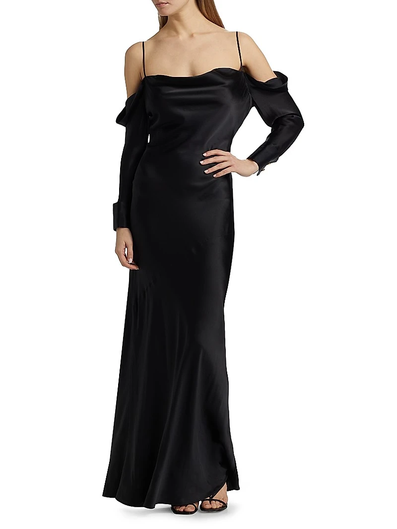 Melly Silk Off-The-Shoulder Gown