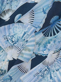 Camille Abstract Fan Print Three-Quarter-Length-Sleeve Shirt