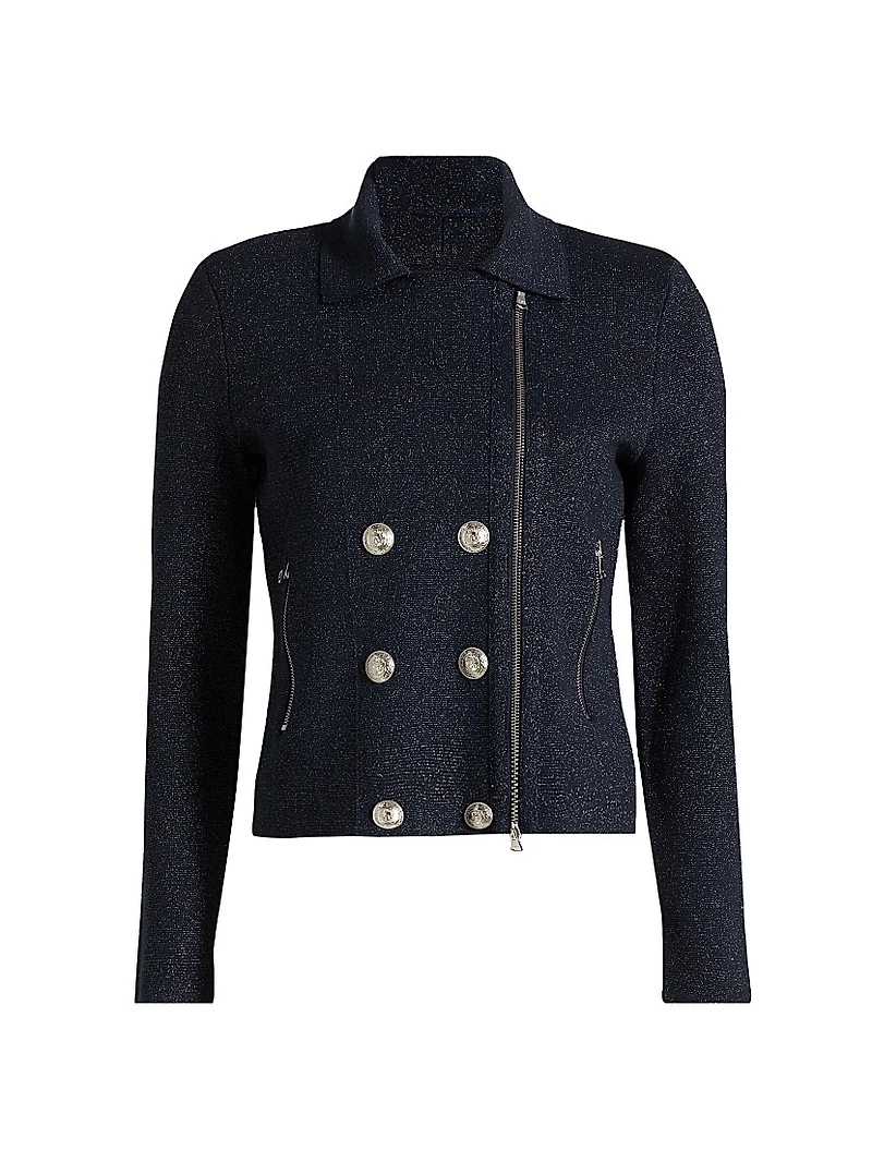 Chia Cotton-Blend Knit Biker Jacket