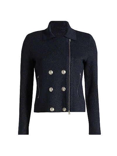 Chia Cotton-Blend Knit Biker Jacket