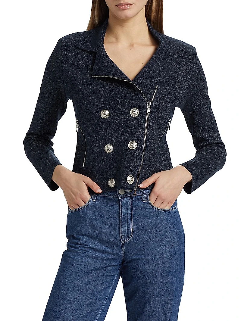 Chia Cotton-Blend Knit Biker Jacket