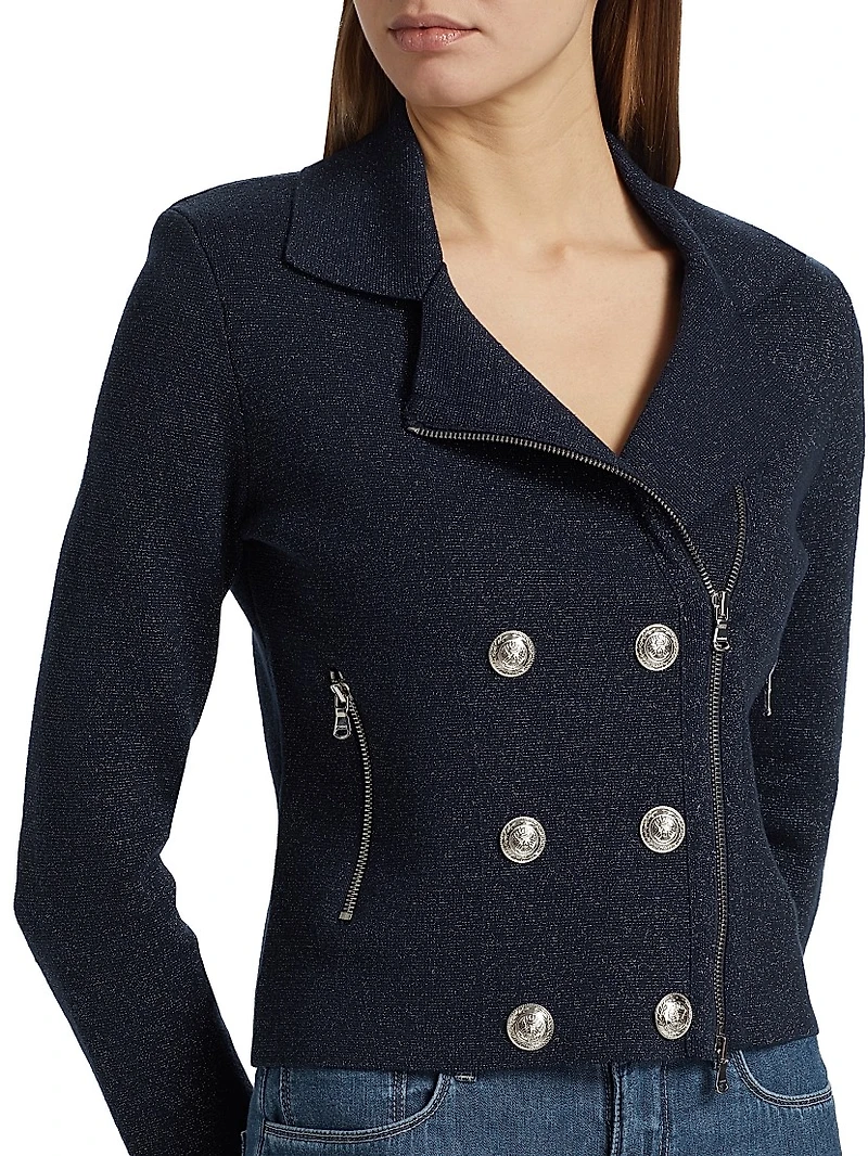 Chia Cotton-Blend Knit Biker Jacket