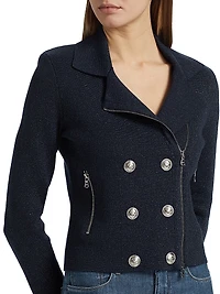 Chia Cotton-Blend Knit Biker Jacket