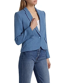 Jennah Tweed Cotton-Blend One-Button Blazer