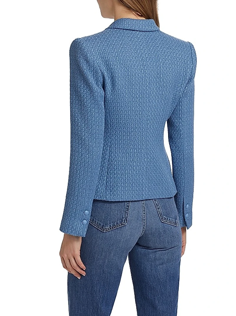 Jennah Tweed Cotton-Blend One-Button Blazer