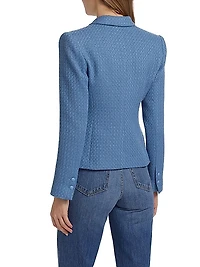 Jennah Tweed Cotton-Blend One-Button Blazer