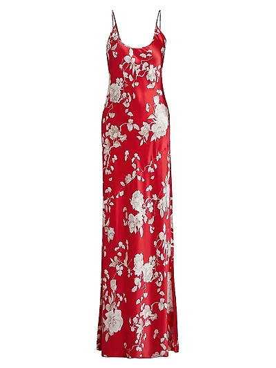 Charmaine Floral Silk Slip Gown
