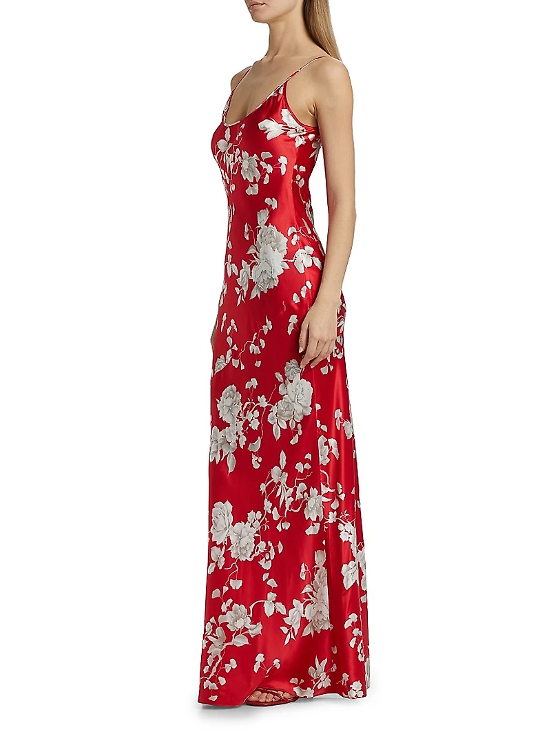 Charmaine Floral Silk Slip Gown