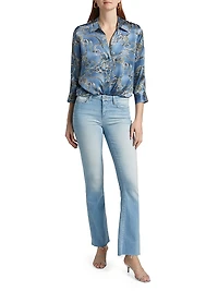 Dani Chainlink Print Silk Button-Front Blouse