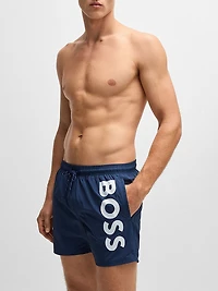 Contrast-Logo Swim Shorts Quick-Drying Fabric
