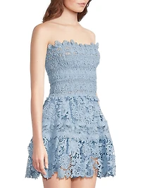 Flor Del Viento Opal Strapless Lace Fit & Flare Minidress