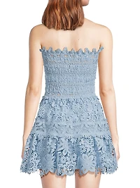 Flor Del Viento Opal Strapless Lace Fit & Flare Minidress