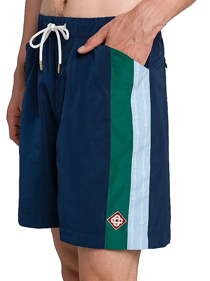 Nylon Pleated Track Shorts