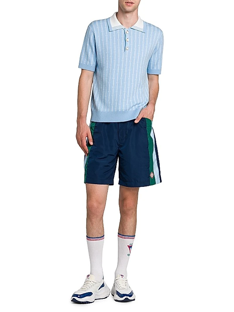 Nylon Pleated Track Shorts