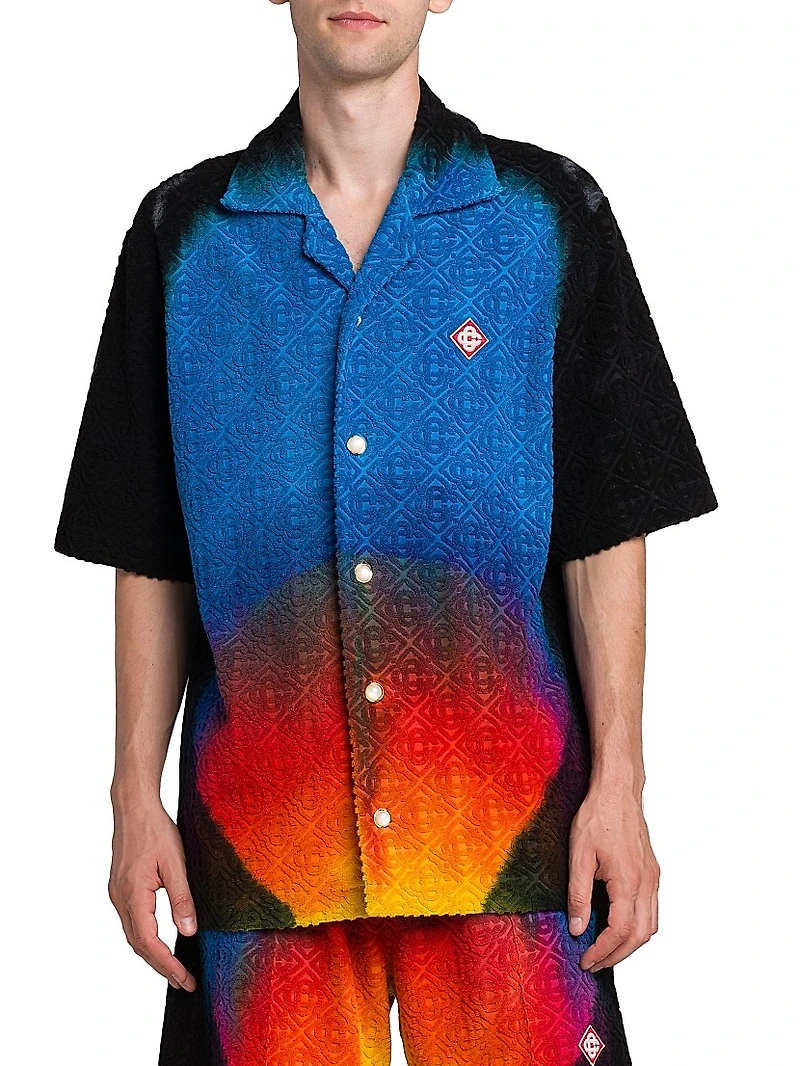 Camp Collar Jacquard Monogram Shirt