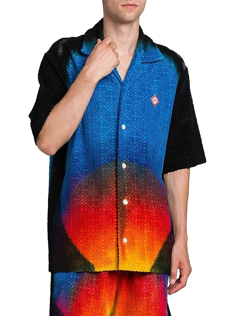 Camp Collar Jacquard Monogram Shirt