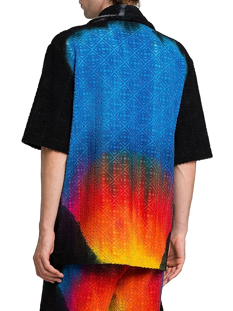 Camp Collar Jacquard Monogram Shirt