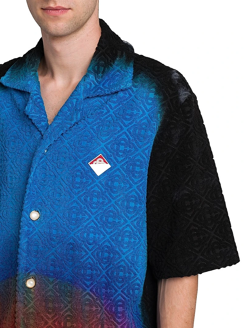 Camp Collar Jacquard Monogram Shirt