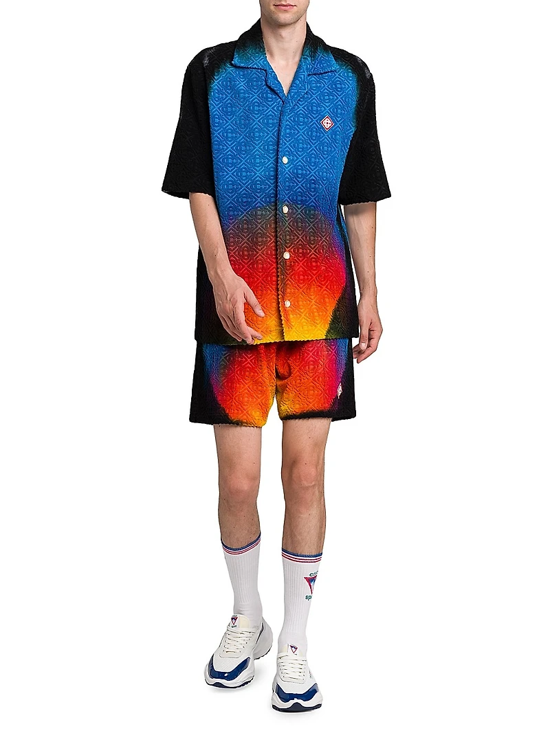 Camp Collar Jacquard Monogram Shirt