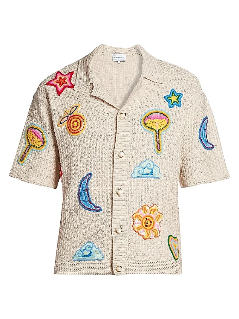 Patch Crochet Short-Sleeve Shirt