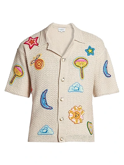 Patch Crochet Short-Sleeve Shirt