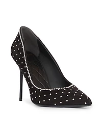 95MM Imitation Pearl-Embellished Suede Pumps