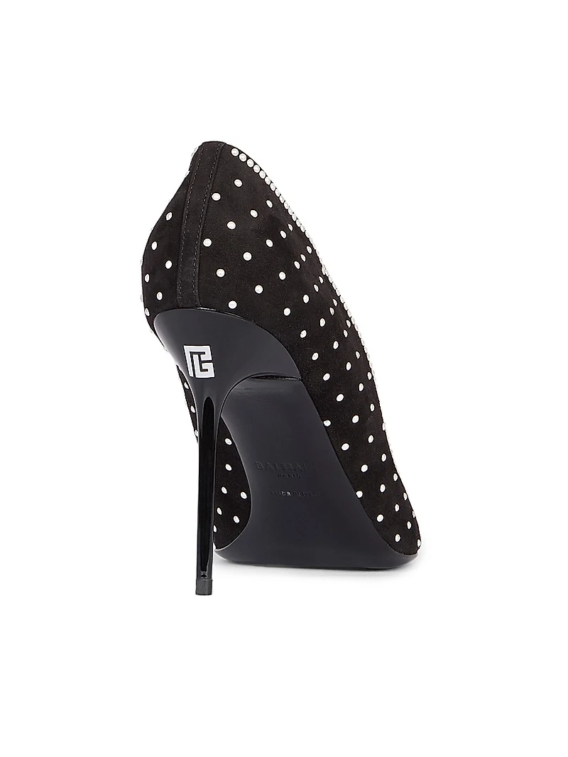 95MM Imitation Pearl-Embellished Suede Pumps