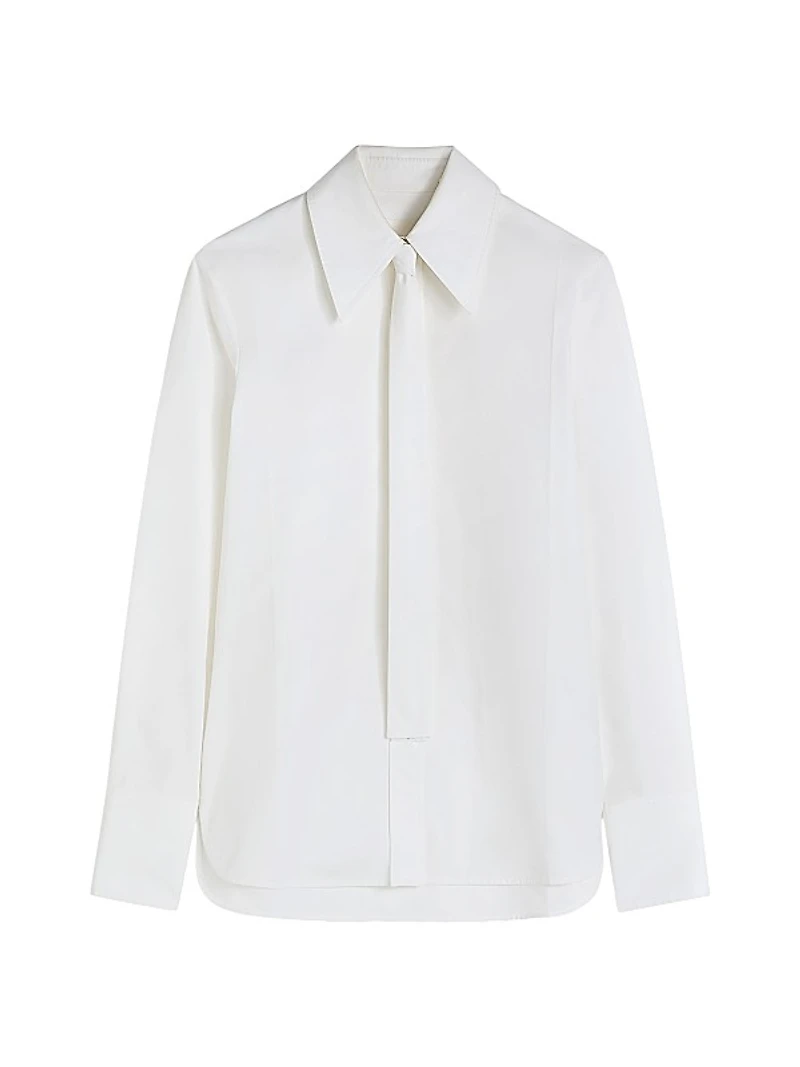 Tie-Neck Cotton Shirt