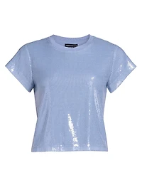 Kai Sequin Short-Sleeve Crewneck Top