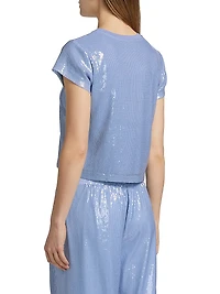 Kai Sequin Short-Sleeve Crewneck Top