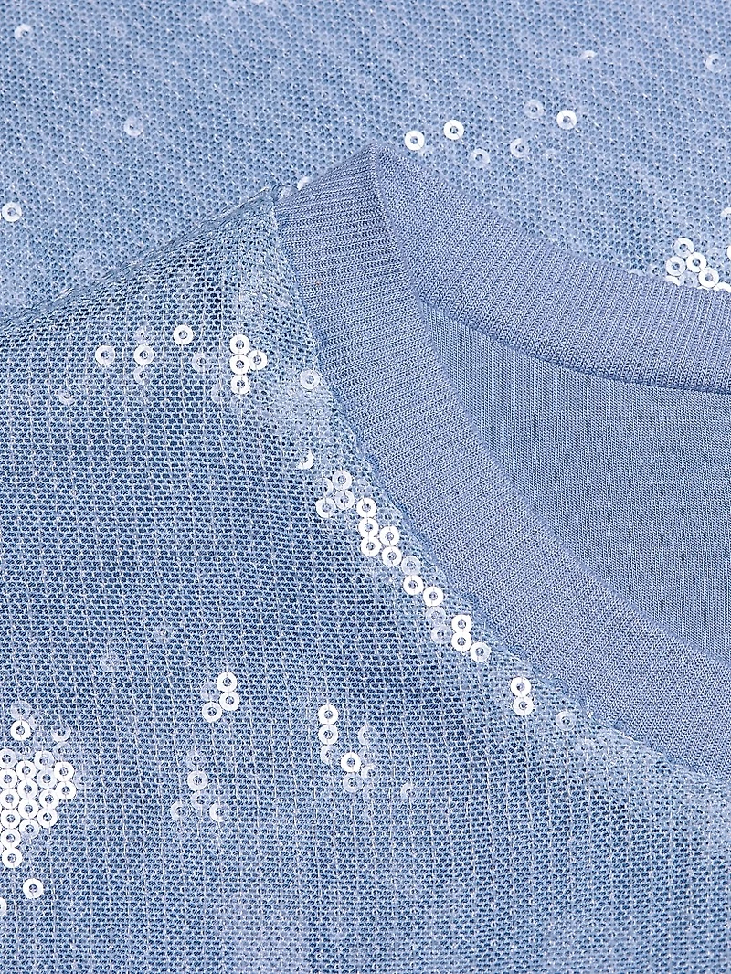 Kai Sequin Short-Sleeve Crewneck Top