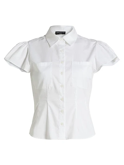 Francesca Poplin Cap-Sleeve Shirt