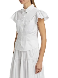 Francesca Poplin Cap-Sleeve Shirt