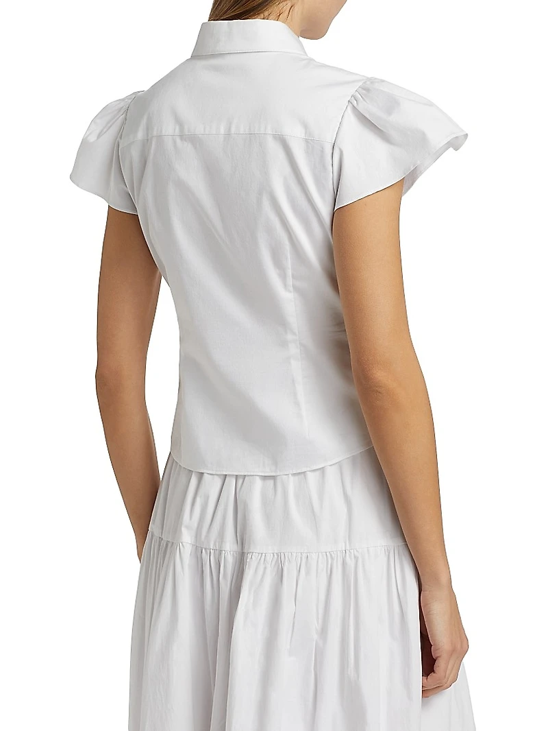 Francesca Poplin Cap-Sleeve Shirt