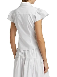 Francesca Poplin Cap-Sleeve Shirt
