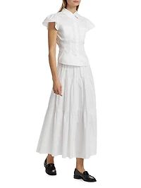 Francesca Poplin Cap-Sleeve Shirt