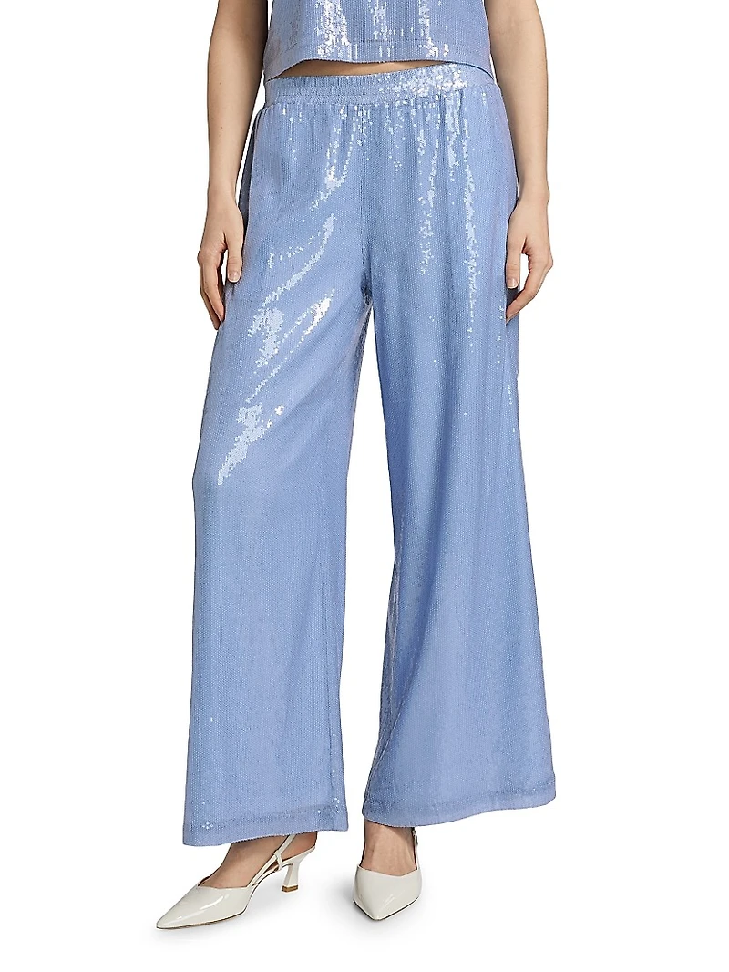 Talia Sequined Wide-Leg Pants