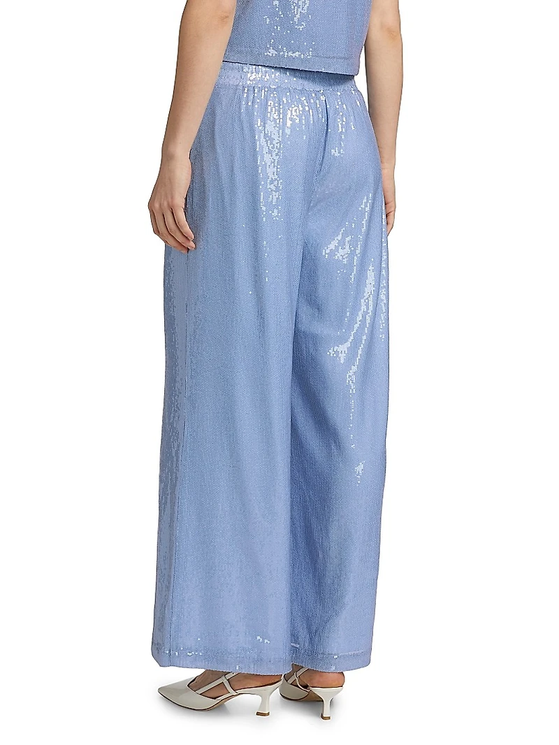 Talia Sequined Wide-Leg Pants