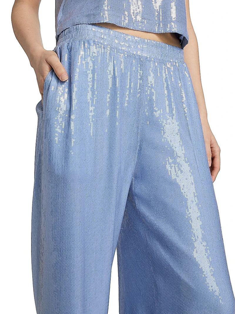 Talia Sequined Wide-Leg Pants