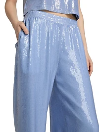 Talia Sequined Wide-Leg Pants