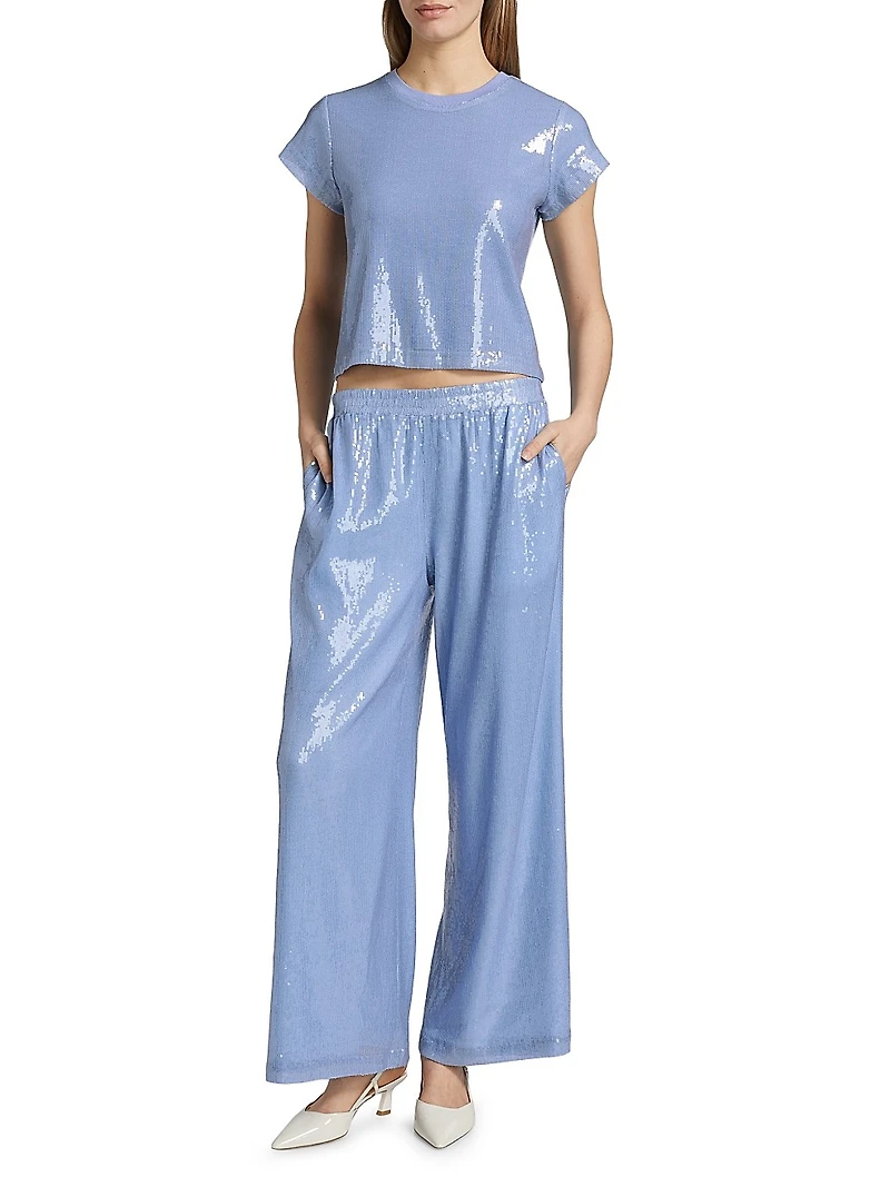 Talia Sequined Wide-Leg Pants