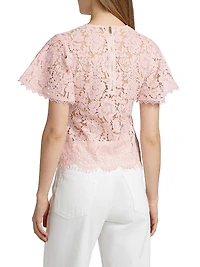 Cyndi Lace Flutter-Sleeve Top