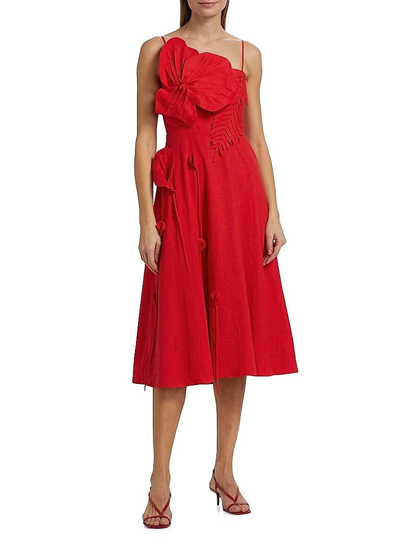 Garden Linen Midi-Dress