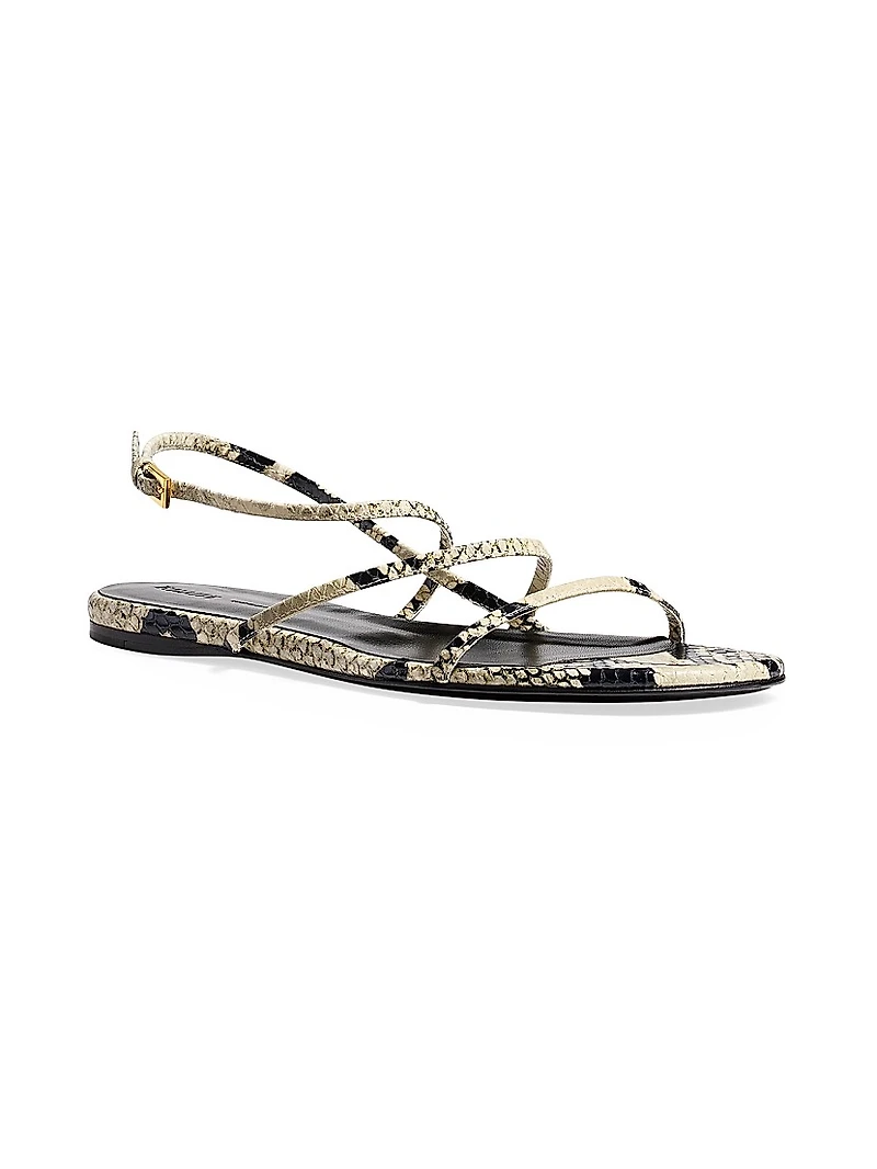 Loop Snake-Embossed Leather Sandals