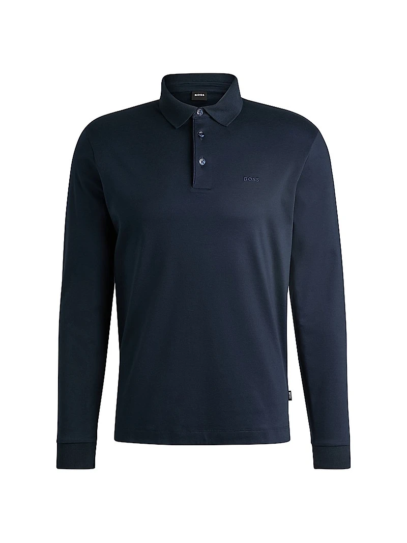 Interlock Cotton Polo Shirt with Embroidered Logo