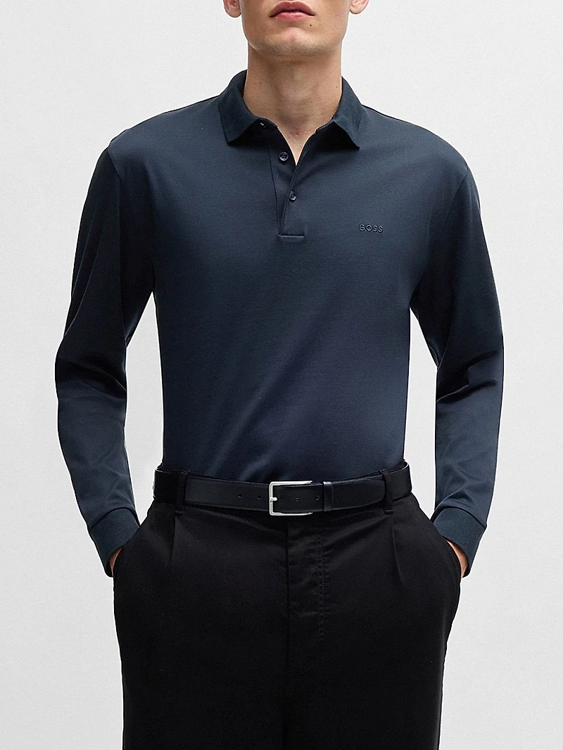 Interlock Cotton Polo Shirt with Embroidered Logo