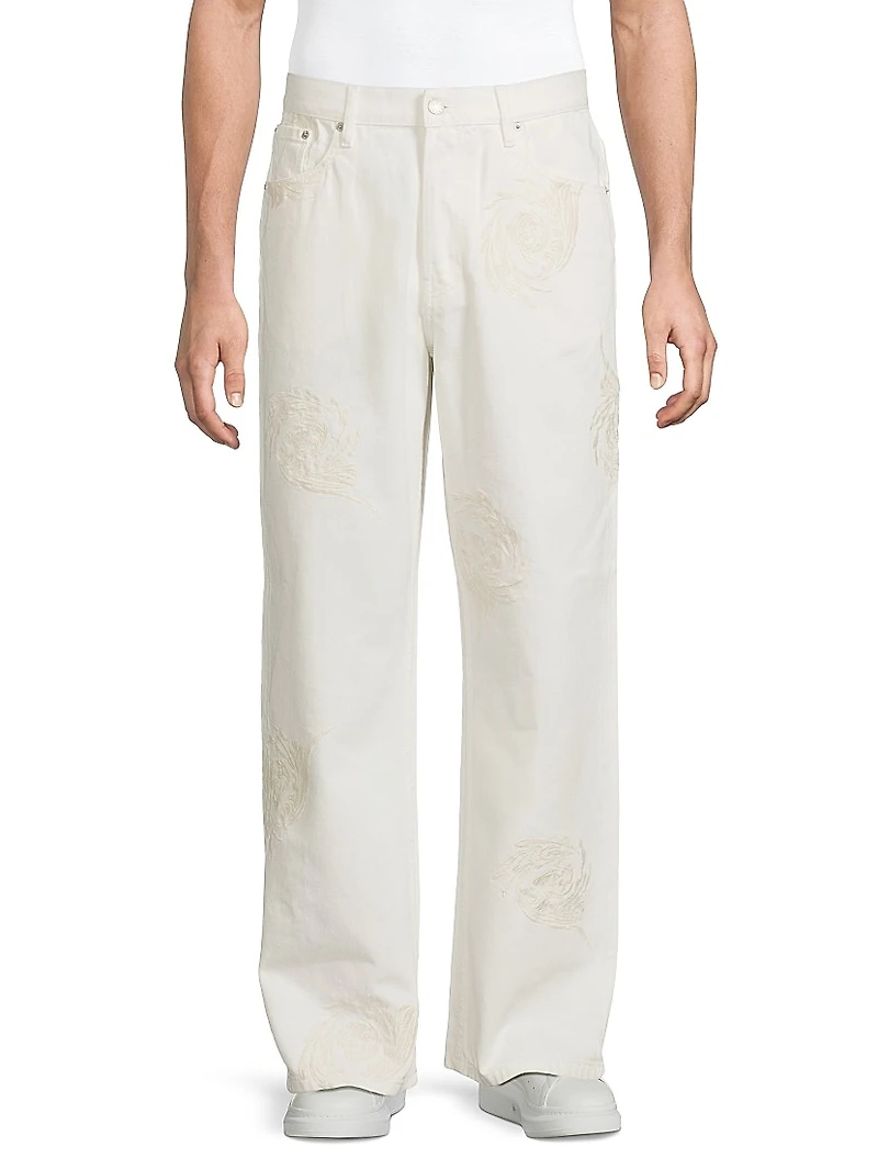 Embroidered Five-Pocket Jeans