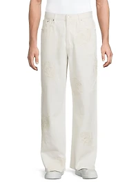 Embroidered Five-Pocket Jeans