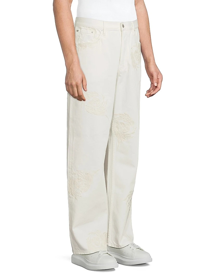 Embroidered Five-Pocket Jeans