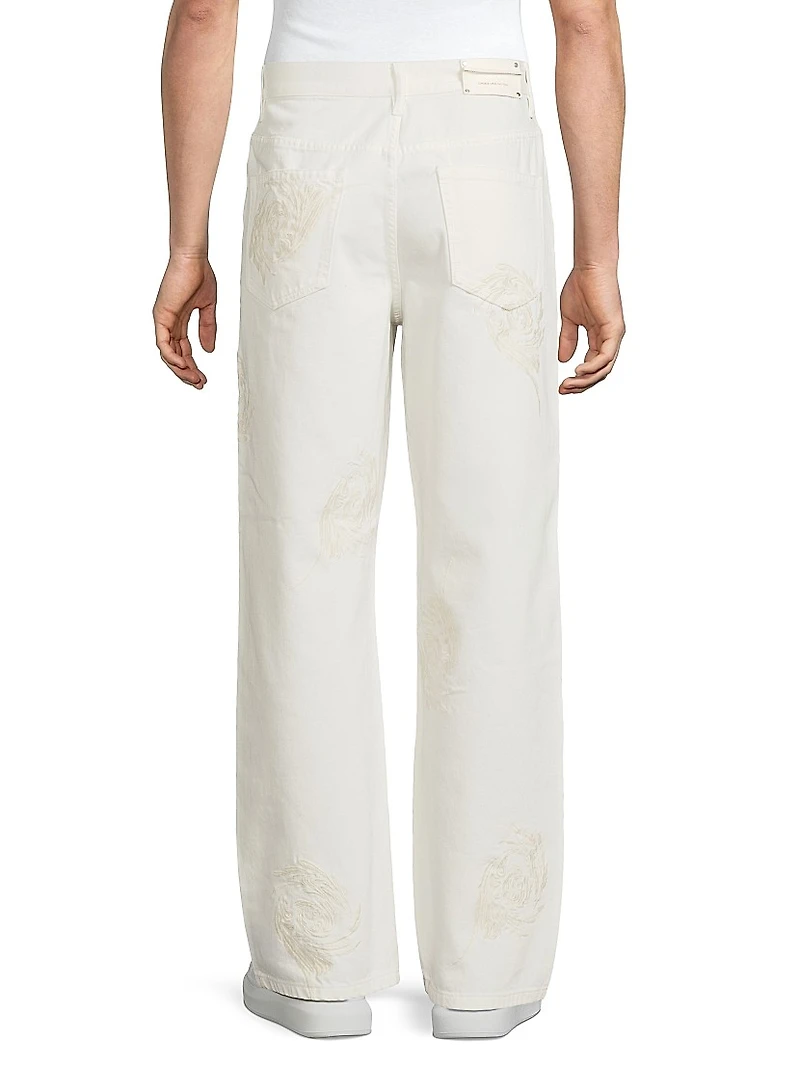 Embroidered Five-Pocket Jeans